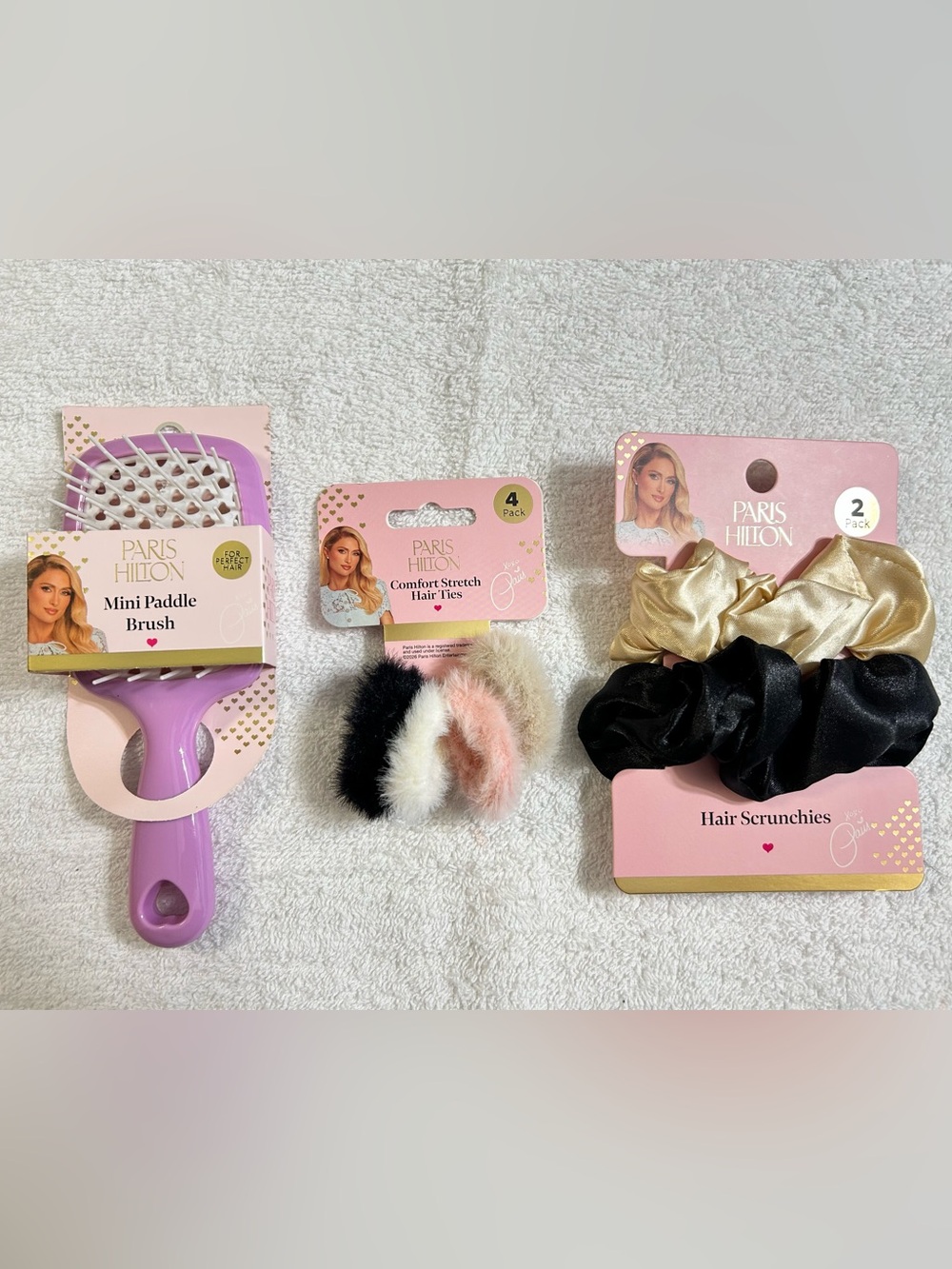 New! Paris Hilton Hairbrush and Scrunchies Bundle